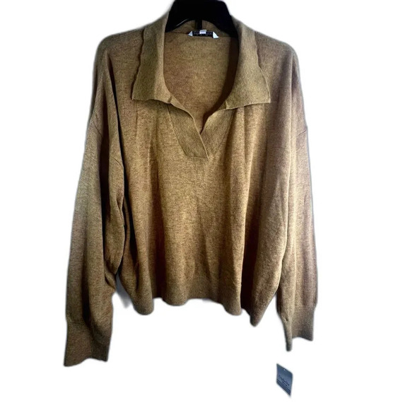 Ophelia Roe NWT Polo Sweater Vneck Gold Size 3X - Picture 1 of 10